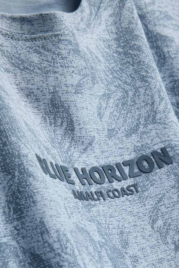 Heren - T-shirt - regular fit - met patroon - lichtblauw