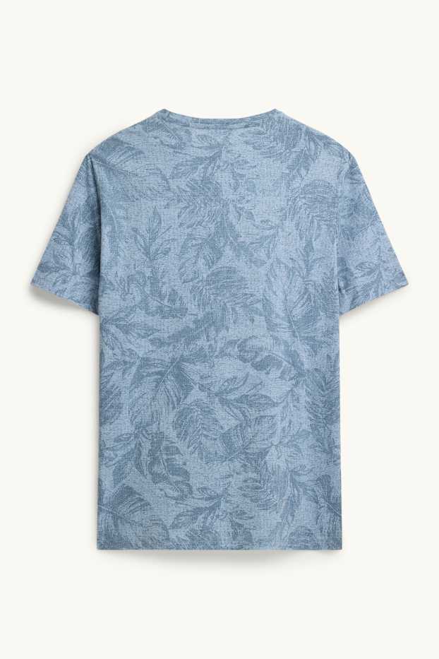 Heren - T-shirt - regular fit - met patroon - lichtblauw