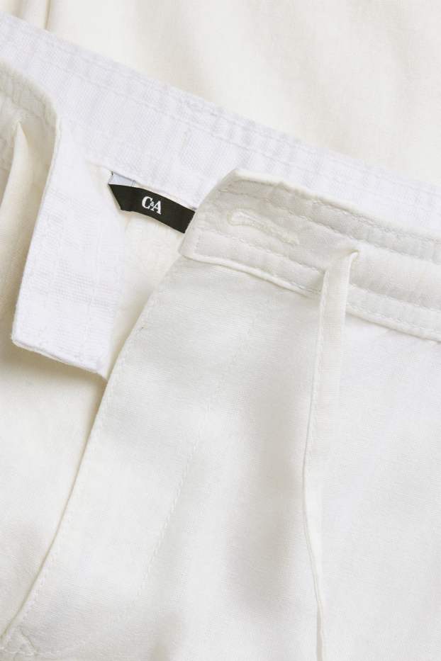 Home - Pantalons curts - mescla de lli - blanc