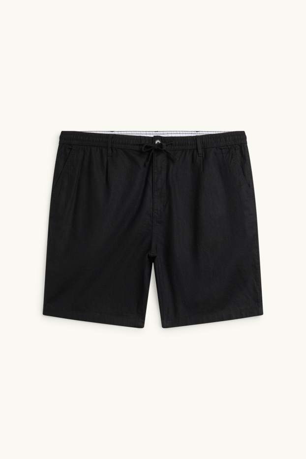 Home - Pantalons curts - mescla de lli - negre