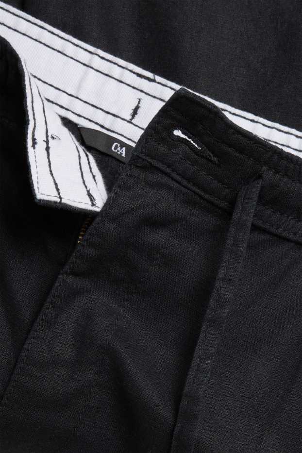 Home - Pantalons curts - mescla de lli - negre