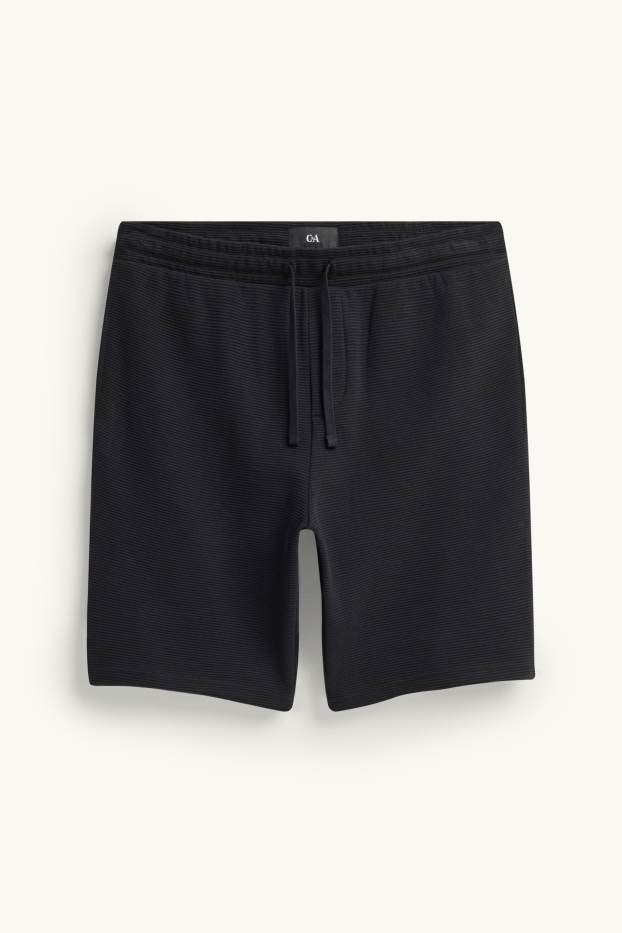 Men - Shorts - ribbed - black