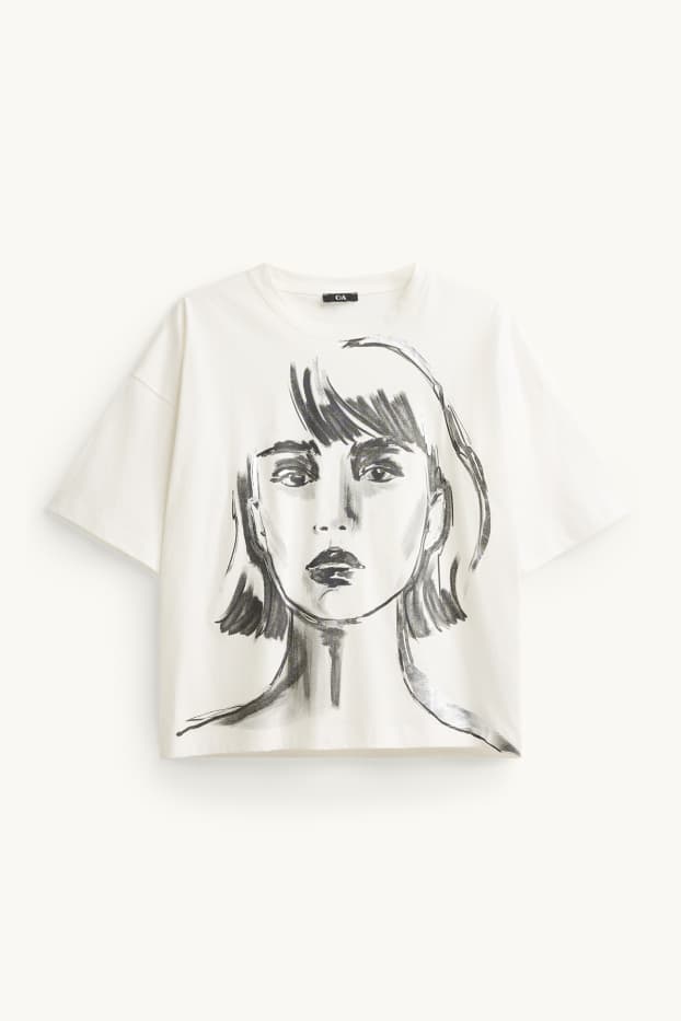 Femmes - T-shirt - relaxed fit - blanc