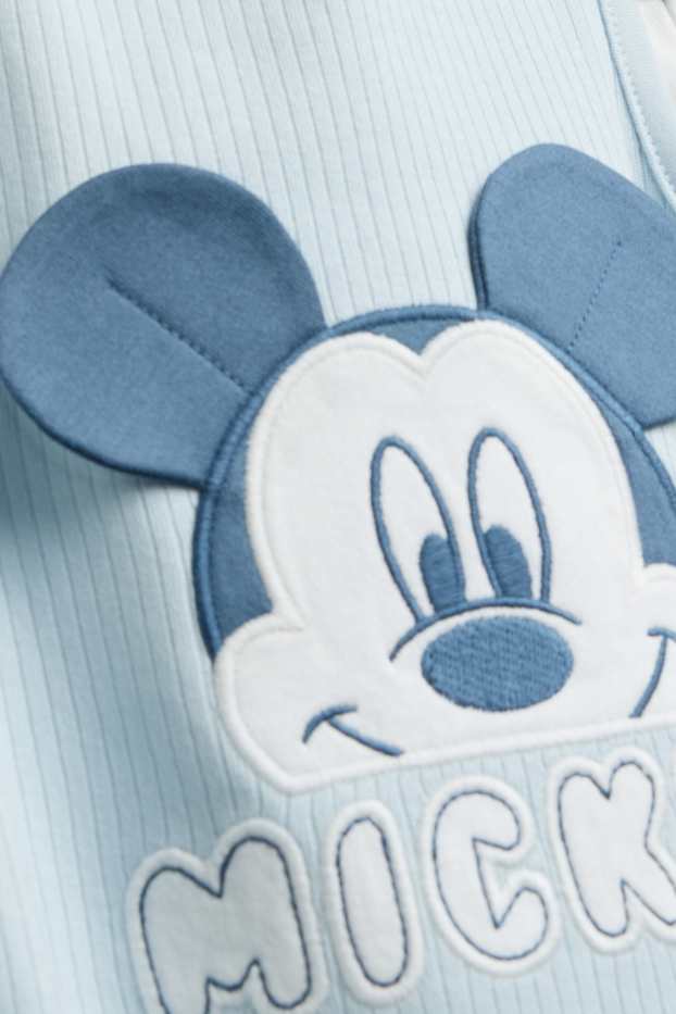 Bebeluși - băieți - Mickey Mouse - set salopetă - 2 piese - alb / albastru deschis