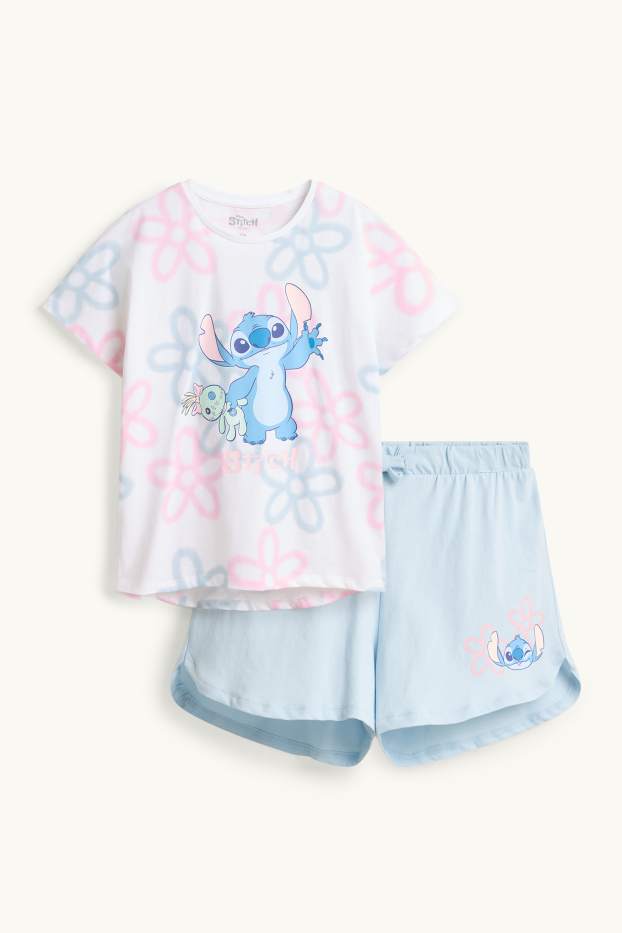 Enfants filles - Lilo & Stitch - pyjashort - 2 pièces - bleu clair