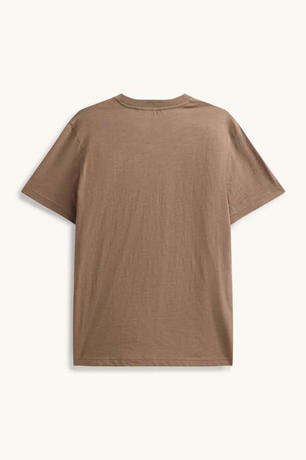 Heren - T-shirt - regular fit - donkerbruin