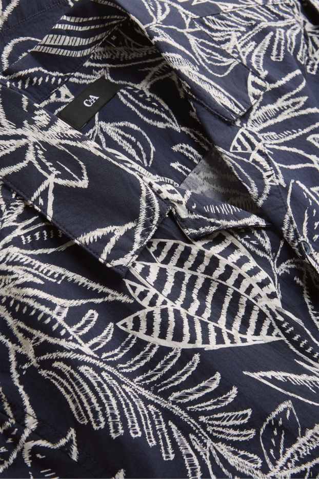 Pánské - Košile - regular fit - klopový límec - se vzorem - tmavomodrá