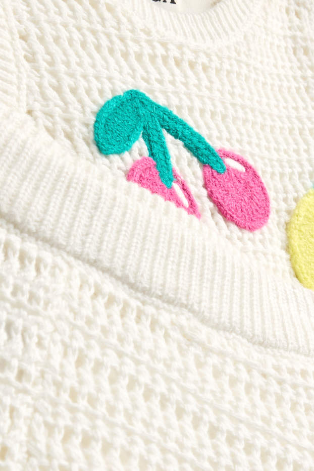 Děti - dívky - Ovoce - souprava - top a šortky - 2dílná - krémové barvy