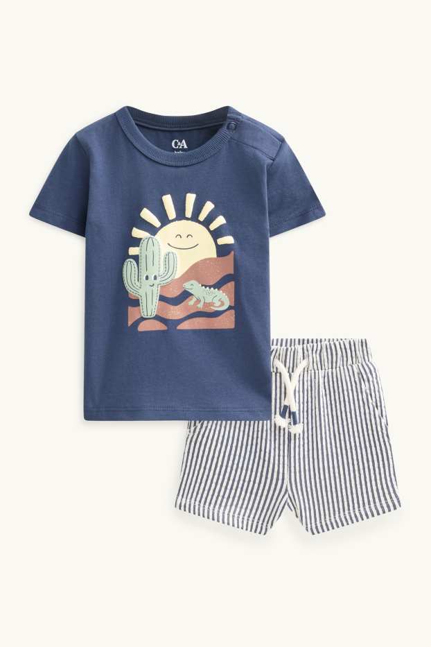 Baby Jungen - Wüste - Set - Kurzarmshirt und Shorts - 2 teilig - dunkelblau