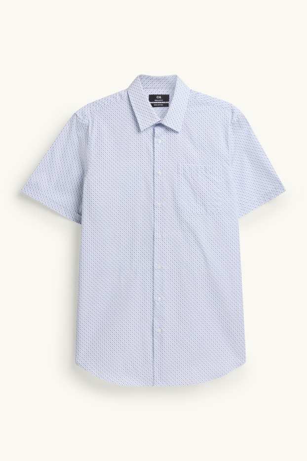 Pánské - Košile - regular fit - kent - se vzorem - světle modrá