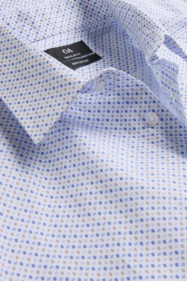 Pánské - Košile - regular fit - kent - se vzorem - světle modrá