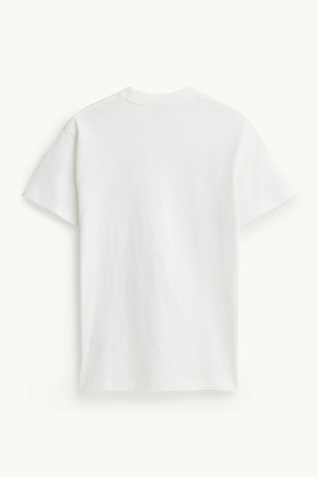 Kinder Buben - Multipack 2er - Krokodil und Löwe - Kurzarmshirt - weiß / gelb