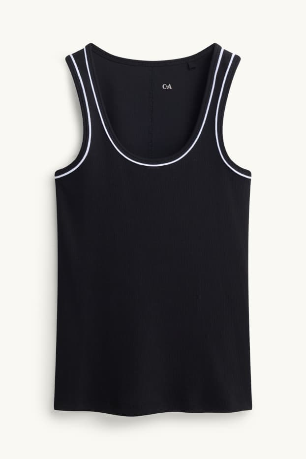 Damen - Top - gerippt - schwarz