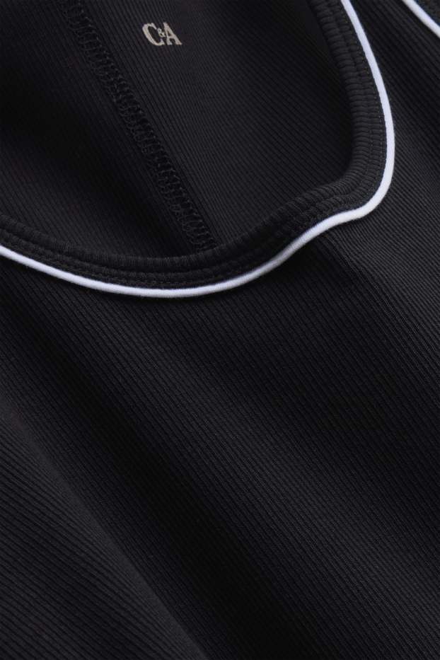 Damen - Top - gerippt - schwarz