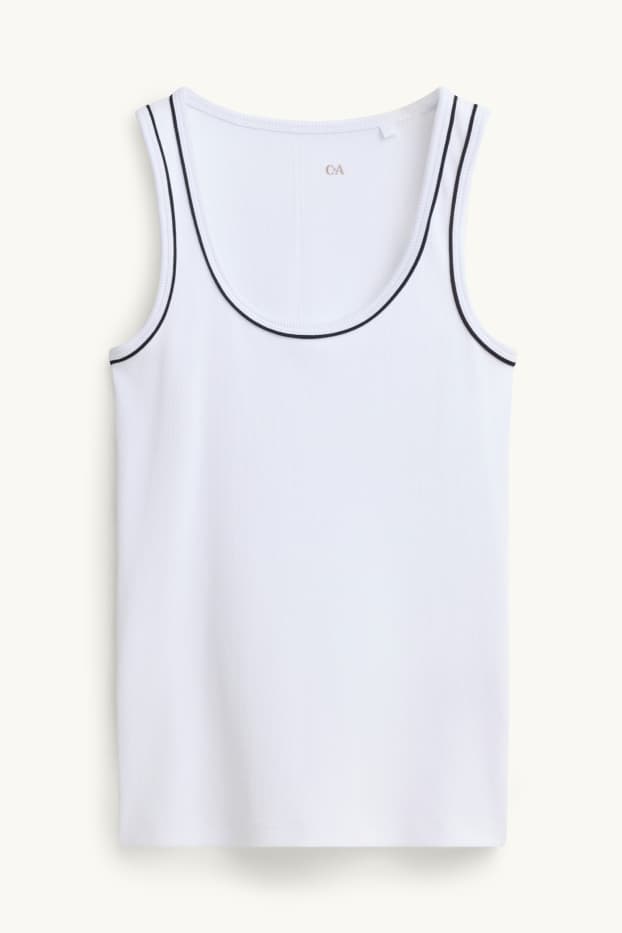 Damen - Top - gerippt - weiss