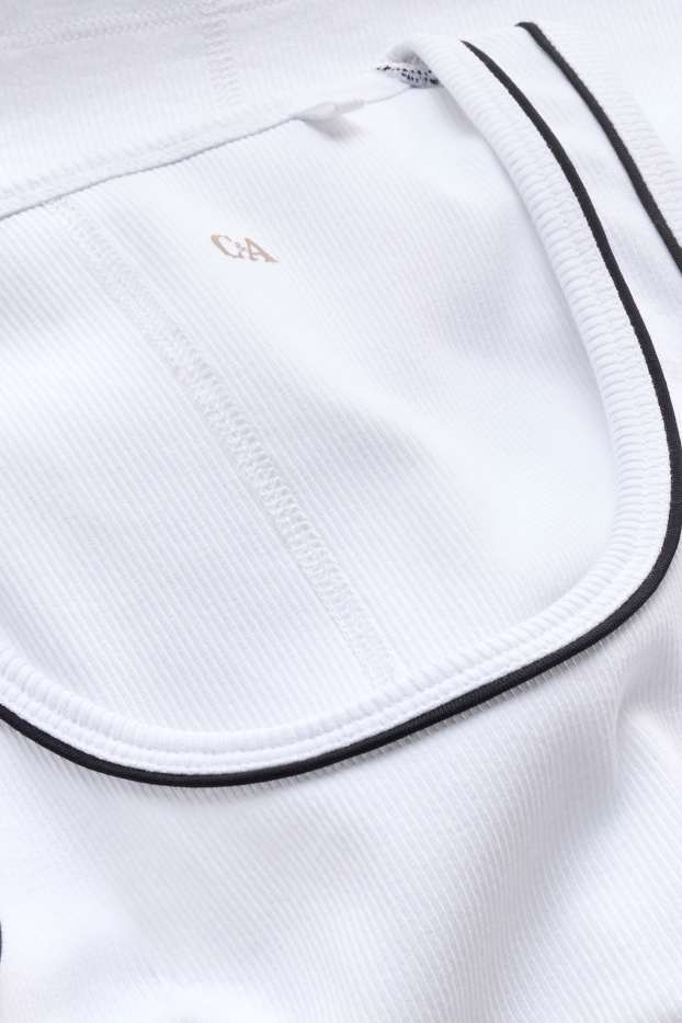 Damen - Top - gerippt - weiss