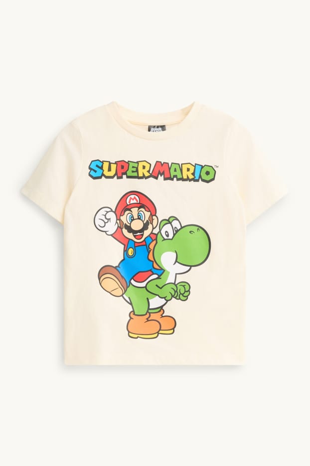 Kinder Buben - Super Mario - Kurzarmshirt - cremefarben