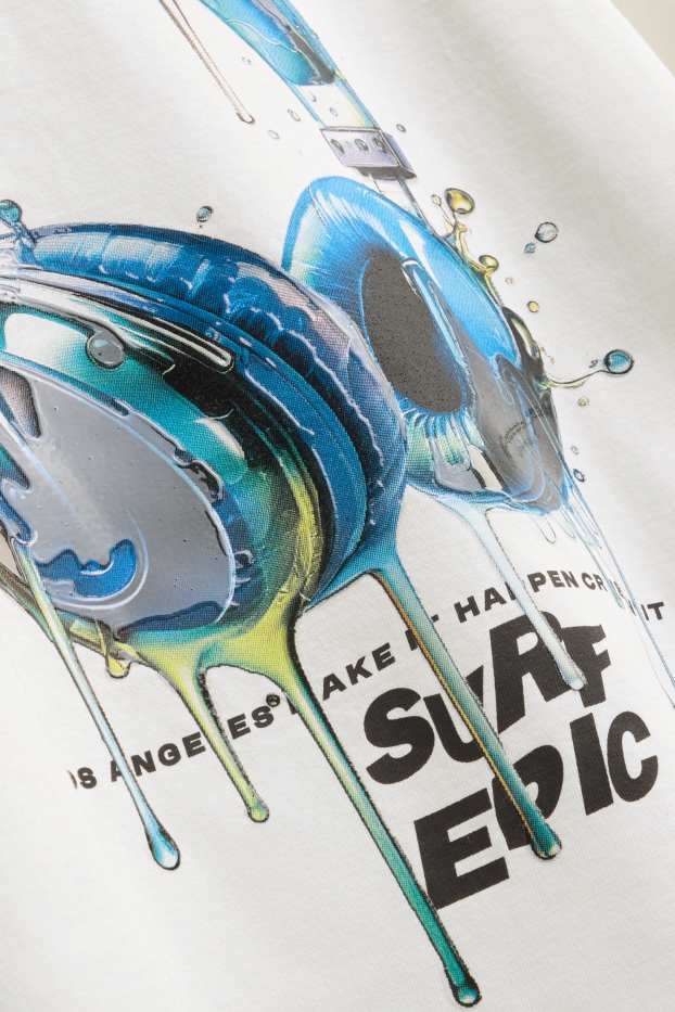 Kinder Jungen - Kopfhörer - Kurzarmshirt - weiss