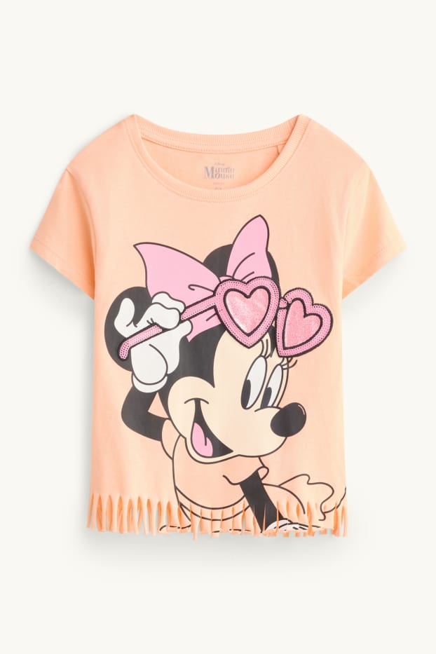 Kinder Mädchen - Minnie Maus - Kurzarmshirt - Glanz-Effekt - apricot