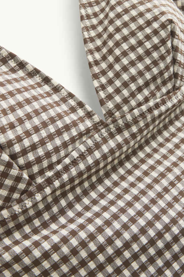 Damen - Shaping-Badeanzug - wattiert - kariert - braun / cremeweiss