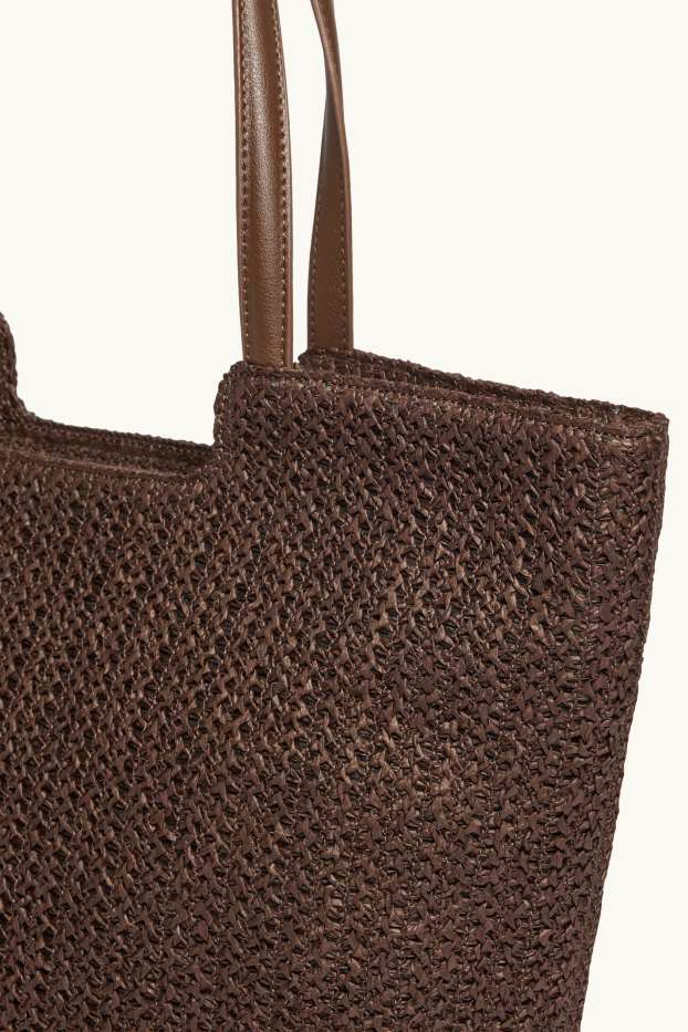 Damen - Großer Stroh-Shopper - dunkelbraun