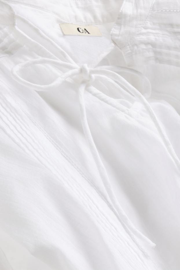 Dámské - Halenka s výstřihem ve tvaru V - bílá