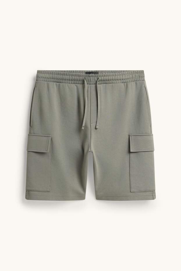 Bărbați - Pantaloni scurți de trening, model cargo - gri