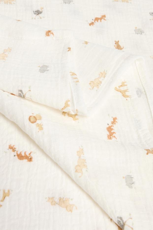 Unisex - Animales de la selva - manta para bebé - 100 x 80 cm - blanco roto