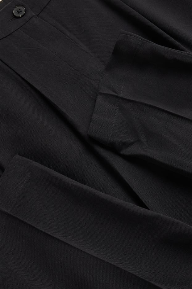 Femmes - Pantalon en toile - high waist - tapered fit - noir