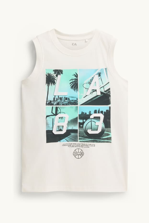 Kinderen: jongens - Los Angeles en basketbal - top - wit
