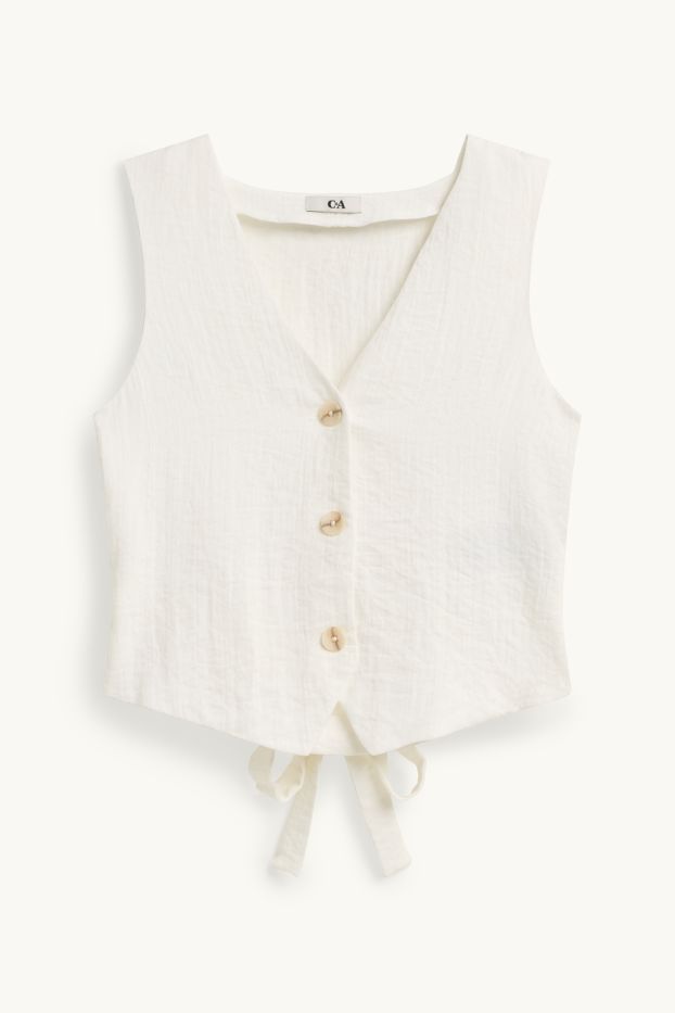 Femei - Bluză fără mâneci crop - alb