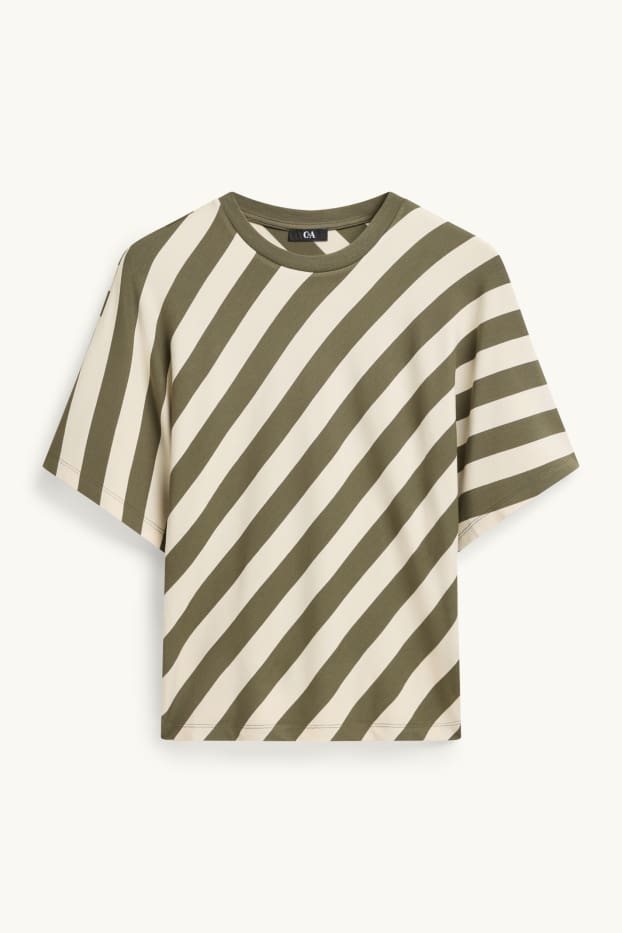 Damen - T-Shirt - Regular Fit - gestreift - grün