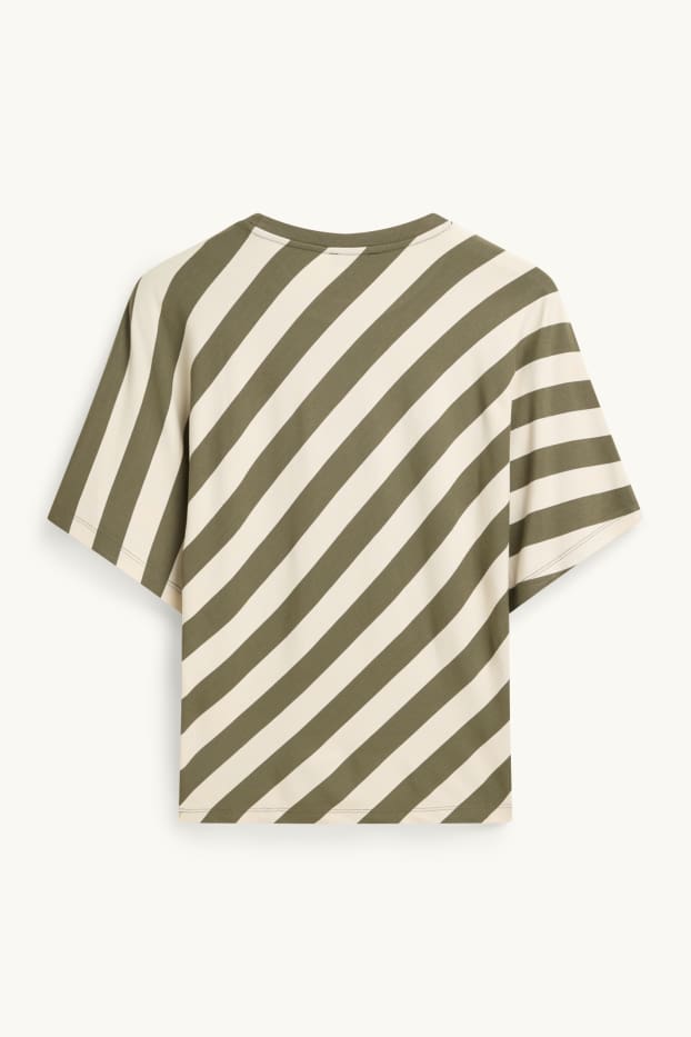 Damen - T-Shirt - Regular Fit - gestreift - grün