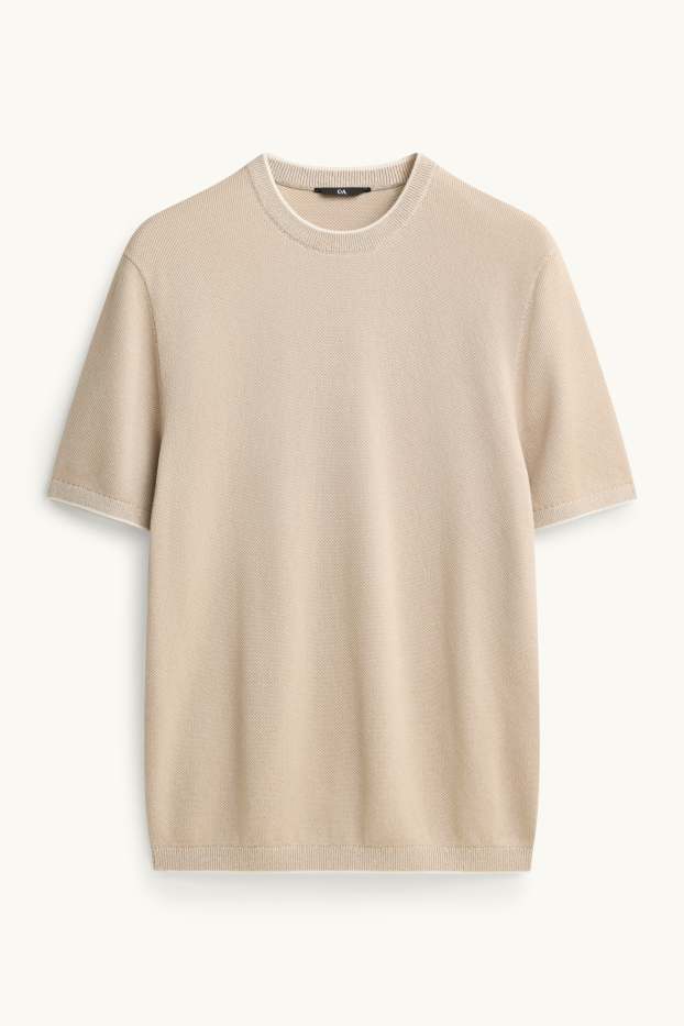 Herren - Strick-T-Shirt - Regular Fit - beige