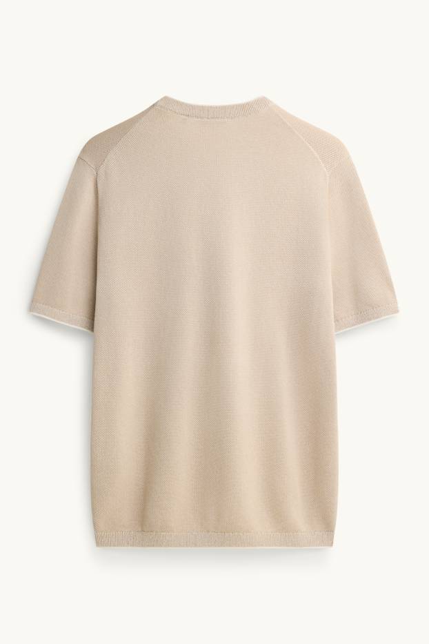 Herren - Strick-T-Shirt - Regular Fit - beige