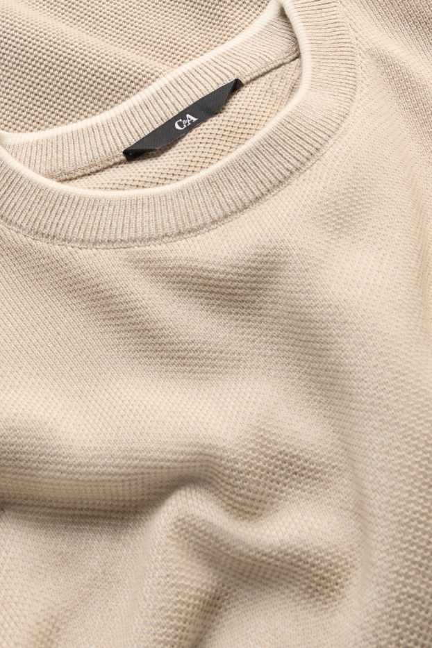 Herren - Strick-T-Shirt - Regular Fit - beige