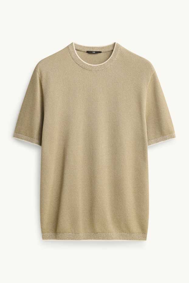 Herren - Strick-T-Shirt - Regular Fit - khaki