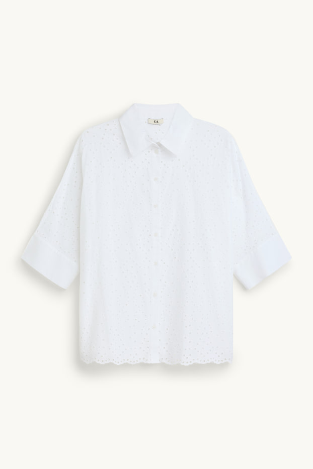 Femmes - Chemisier - broderie anglaise - blanc