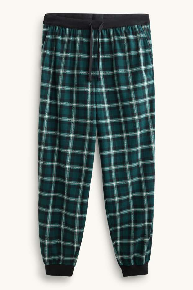 Hommes - Bas de pyjama - à carreaux - vert foncé