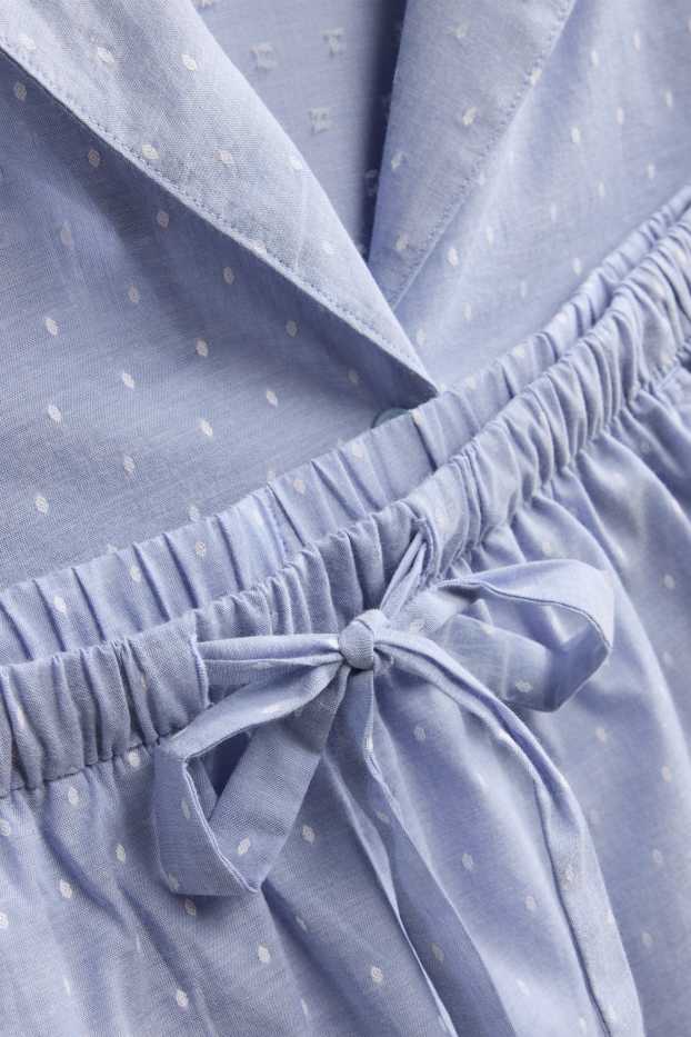 Femei - Pijama scurtă - cu buline - albastru deschis