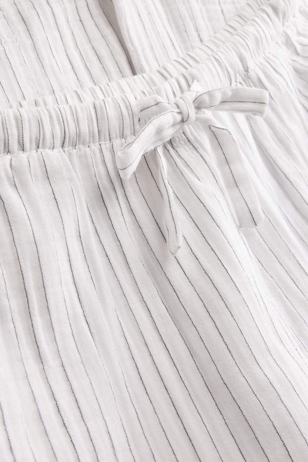 Dámské - Pyžamové kalhoty - pruhované - bílá