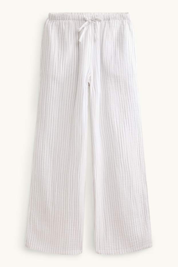 Dámské - Pyžamové kalhoty - pruhované - bílá