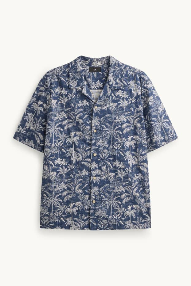 Herren - Hemd - Regular Fit - Reverskragen - gemustert - blau