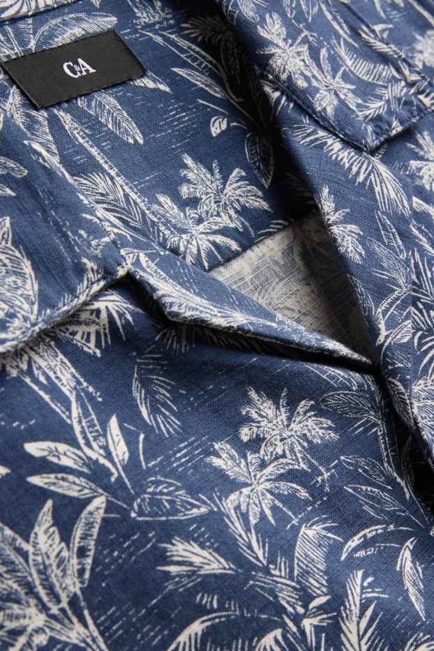 Herren - Hemd - Regular Fit - Reverskragen - gemustert - blau