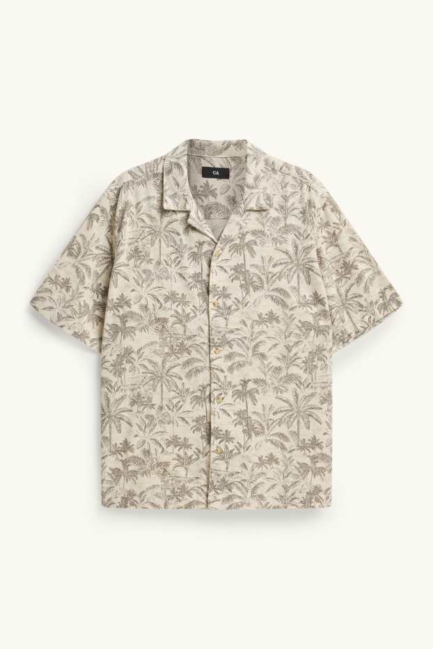 Herren - Hemd - Regular Fit - Reverskragen - gemustert - beige