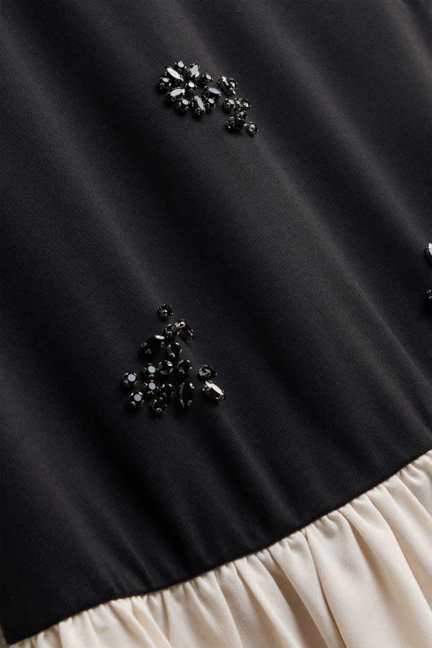 Dona - Vestit fit & flare amb pedres d’estràs - negre/beix