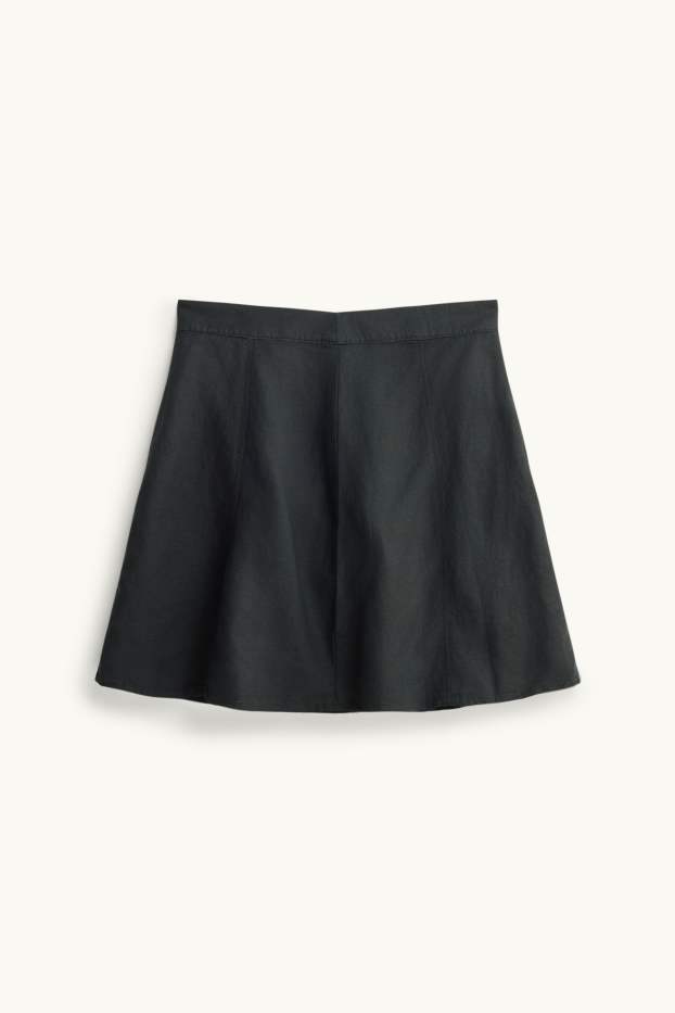 Damen - Minirock - Leinen-Mix - schwarz