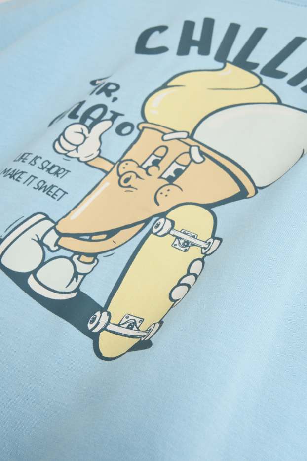 Children Boys - Ice cream - short sleeve T-shirt - blue