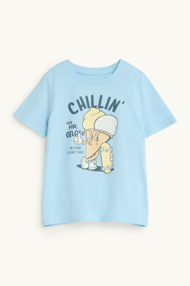Children Boys - Ice cream - short sleeve T-shirt - blue