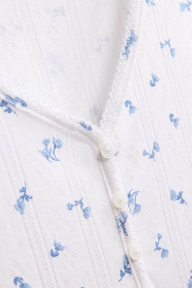 Dames - Pyjama - gebloemd - wit